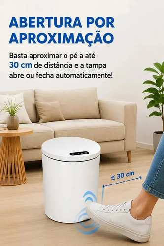 Lixeira Inteligente com Sensor 16L Cor Branco Durável e Moderna para Residencial e Comercial