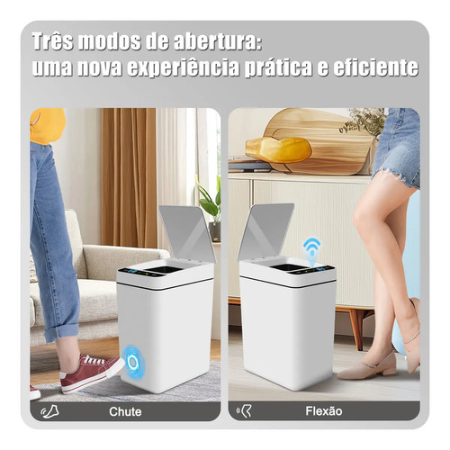 Lixeira Inteligente com Sensor Automático 12L Branca – Visualização de Bateria, Ideal para Quarto e Banheiro---Marce: SISWISH