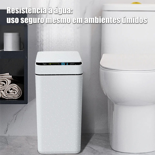 Lixeira Inteligente com Sensor Automático 12L Branca – Visualização de Bateria, Ideal para Quarto e Banheiro---Marce: SISWISH