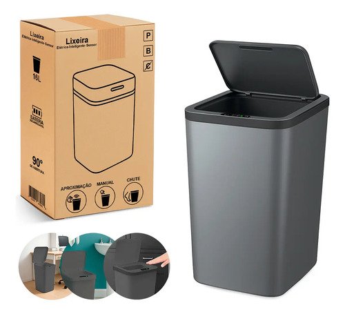 Lixeira inteligente sensor automatica recarregavel banheiro