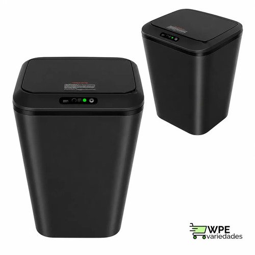 Lixeira quadrada preta 16l inteligente automatica com sensor