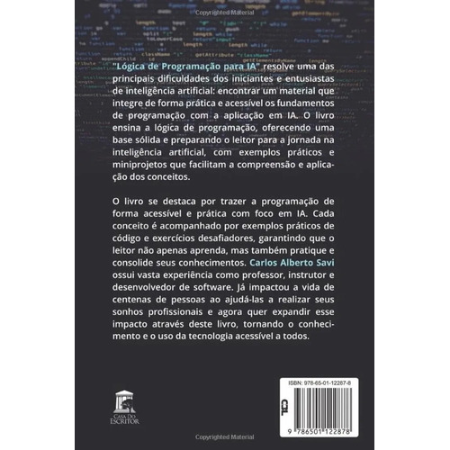 Lógica De Programação Para Ia Carlos Alberto Savi Livro