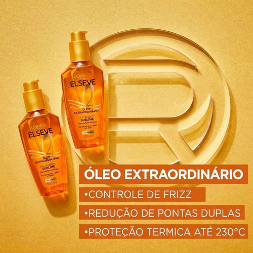 L'Oréal Paris Elseve Óleo Extraordinário 100ml - Leave In Anti Frizz Protetor Térmico Tratamento Reconstrutor Para Todos Os Tipos De Cabelo