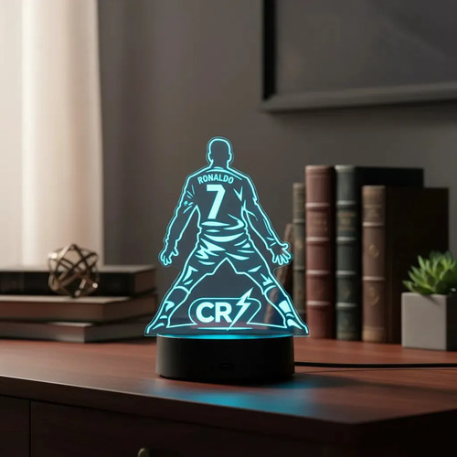 Luminaria 3d cristiano ronaldo led presente menino top cr7 1