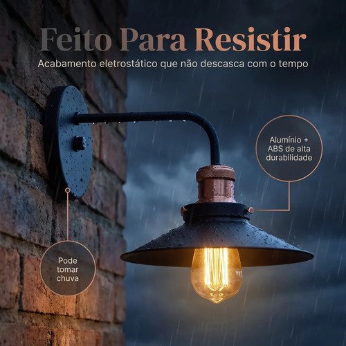Luminária Arandela Industrial Vintage Tony Iluminação E27 Retro Parede Preto/cobre Aluminio