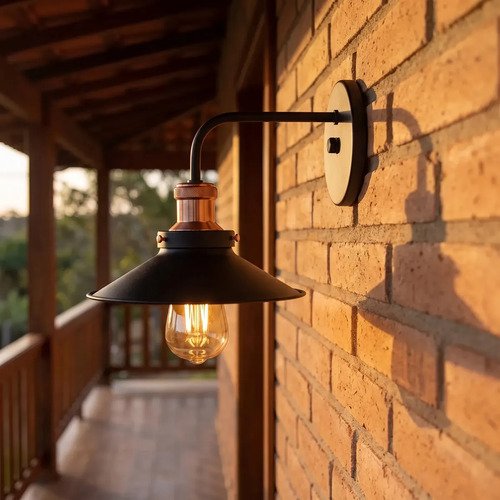 Luminária Arandela Industrial Vintage Tony Iluminação E27 Retro Parede Preto/cobre Aluminio