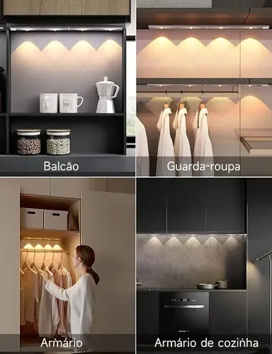 Luminária Barra Led 60cm Sensor Movimento Recarregável Usb