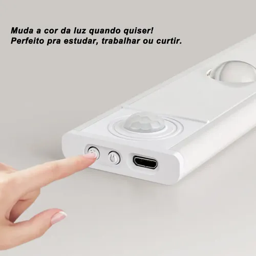 Luminária Barra Led 60cm Sensor Movimento Recarregável Usb