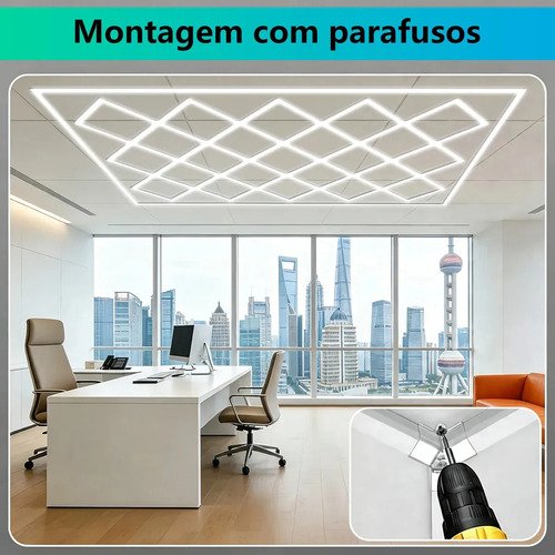 Luminaria Colmeia Led 23 Células Oficina Iluminação Lampada lâmpada LED 6500k Pendente Branco Luminária Hexagonal