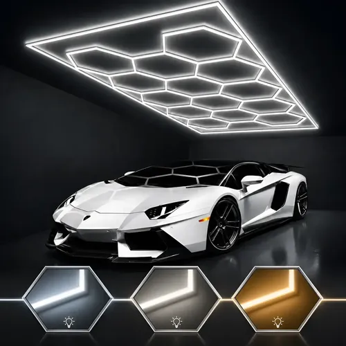 Luminaria hexagonal led teto 14 celulas colmeia 3 iluminacao