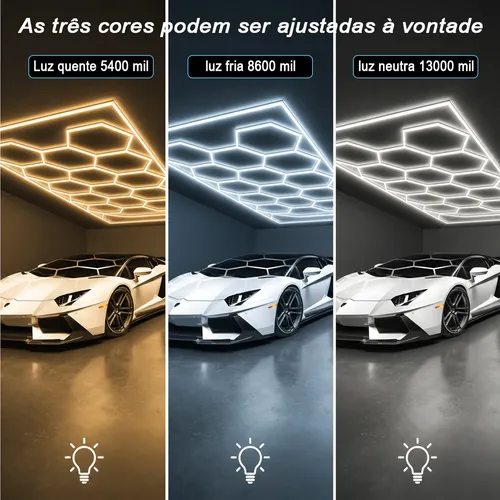 Luminária Hexagonal Led Teto 14 Células Colmeia 3 Iluminação