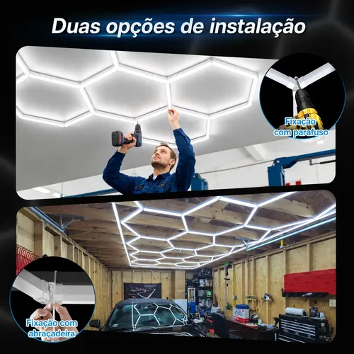 Luminária Hexagonal Led Teto 14 Células Colmeia 3 Iluminação