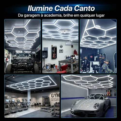 Luminária Hexagonal Led Teto 14 Células Colmeia 3 Iluminação