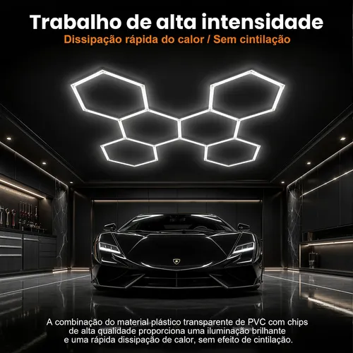 Luminária Hexagonal Led Teto 6 Células De Comeia Iluminação