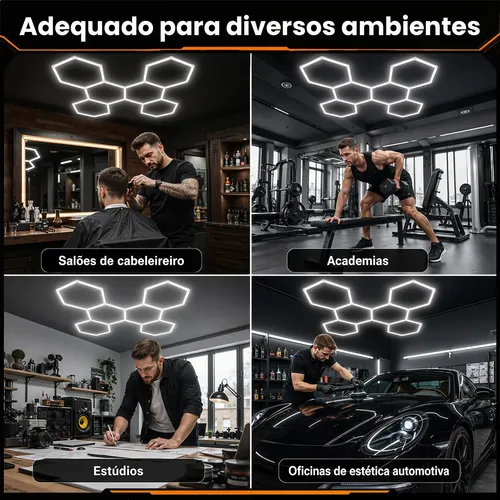 Luminária Hexagonal Led Teto 6 Células De Comeia Iluminação