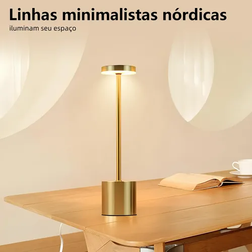 Luminaria Led 3 Cores Sem Fio | Abajur De Mesa Recarregável