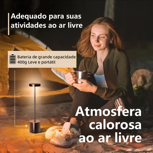Luminaria Led 3 Cores Sem Fio | Abajur De Mesa Recarregável