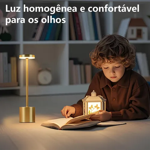 Luminaria Led 3 Cores Sem Fio | Abajur De Mesa Recarregável