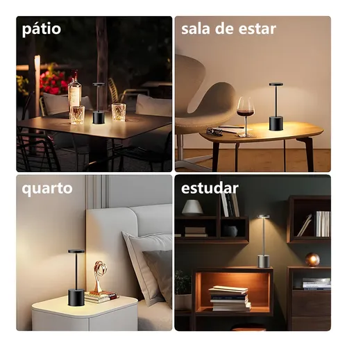 Luminaria Led 3 Cores Sem Fio | Abajur De Mesa Recarregável