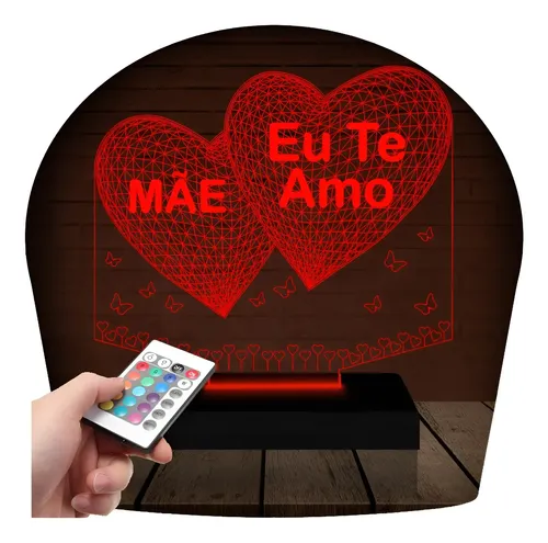 Luminaria led 3d dia das maes presente criativo 16 cores 7 4