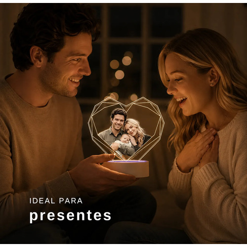 Luminária Led Uv Foto Colorida Personalizada Presente, Natal