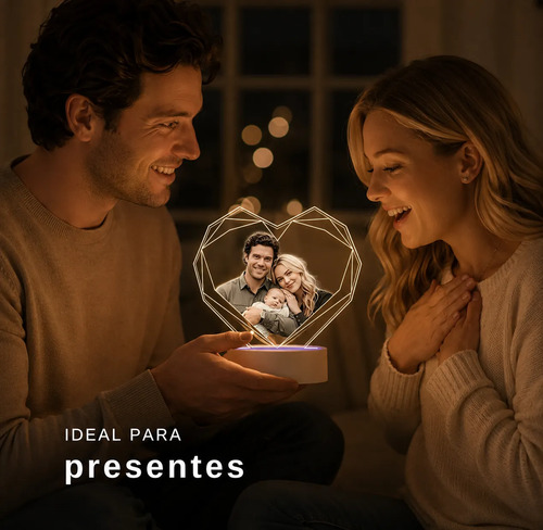Luminária Led Uv Foto Colorida Personalizada Presente, Natal