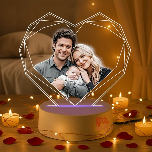 Luminária Led Uv Foto Colorida Personalizada Presente, Natal