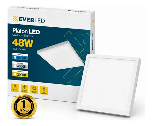 Luminária Painel Plafon Led 48w 60x60 Sobrepor Quadrado 6.5k