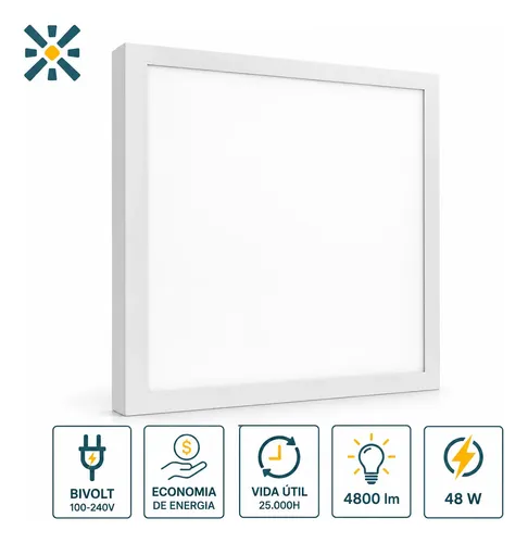 Luminária Painel Plafon Led 48w 60x60 Sobrepor Quadrado 6.5k