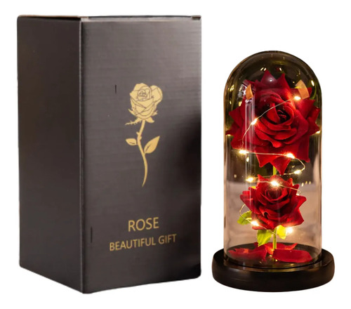 Luminária Rosa Encantada Led Cúpula Presente Flor + Pilha