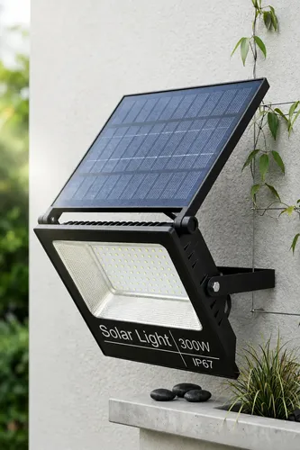 Luminaria solar externa 300w com placa a prova dagua 23 cm