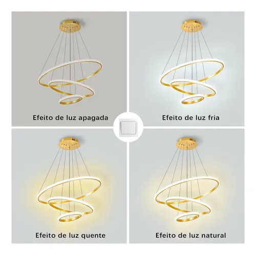 Lustre Led Sala Moderno 60w, 3 Arcos Pendente Luminária Teto