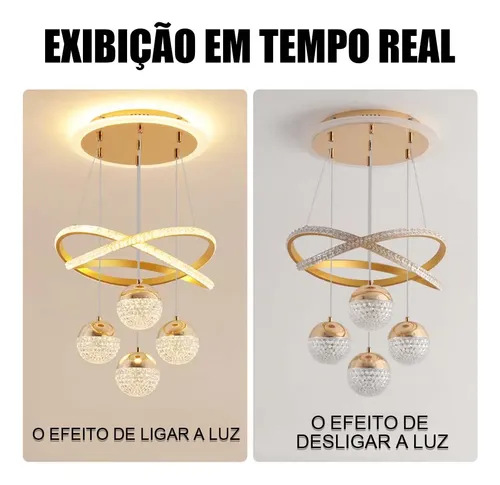 Lustres Led Pendente Moderno,luminaria De Teto 2anéis 4bolas