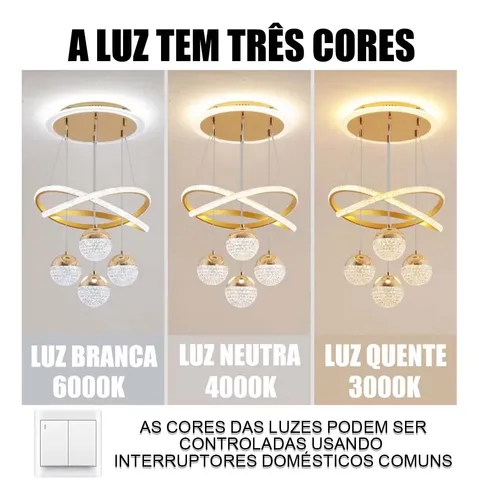 Lustres Led Pendente Moderno,luminaria De Teto 2anéis 4bolas