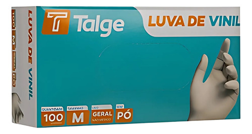 Luva descartavel vinil sem po talge tamanho m 1000 unidades