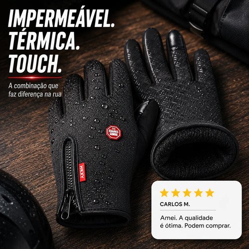 Luva Moto Motoqueiro Impermeável Térmica Inverno Frio Touch