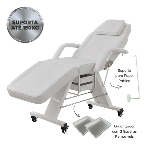 Maca Estética Reclinável Tipo Poltrona Para Massagem Spa Branco