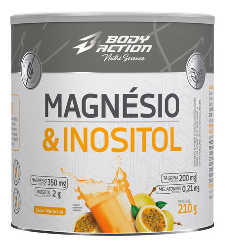 Magnesio e inositol 210g bodyaction sabor maracuja