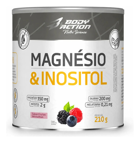Magnesio inositol bodyaction 210g frutas vermelhas