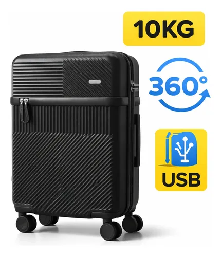 Mala De Bordo 10kg Polipropileno Flexivel 4 Rodas 360° Usb