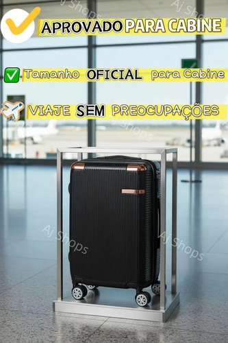 Mala de Bordo Rígida ABS Preto Sweet Studio com Rodas Duplas 360° para Viagem