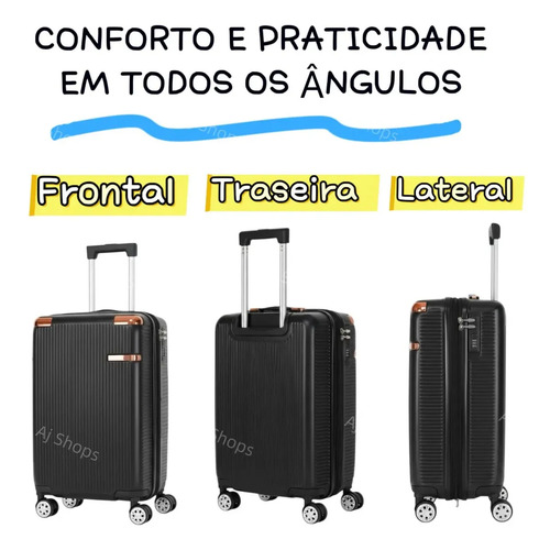 Mala de Bordo Rígida ABS Preto Sweet Studio com Rodas Duplas 360° para Viagem