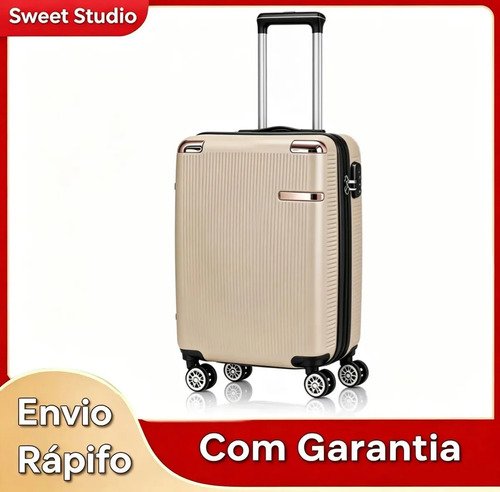 Mala de bordo rigida sweet studio dourada com rodas 360 para