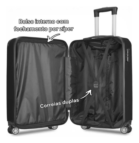 Mala de Bordo Rígida Sweet Studio em ABS com Rodas 360° para Viagem
