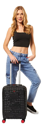 Mala De Bordo Viagem Pequena Preto Mickey Luxcel