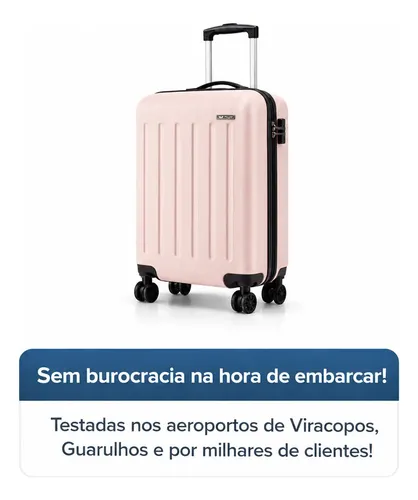 Mala De Viagem Bordo Mão Pequena 10kg Abs Cadeado 360