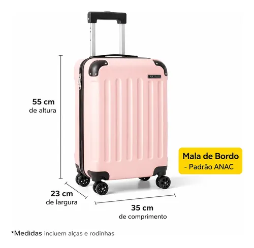 Mala De Viagem Bordo Mão Pequena 10kg Abs Cadeado 360