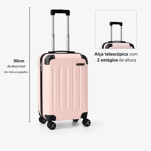 Mala De Viagem Bordo Mão Pequena 10kg Abs Cadeado 360