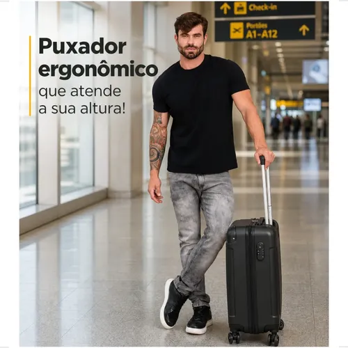 Mala De Viagem Bordo Mão Pequena 10kg Abs Cadeado 360