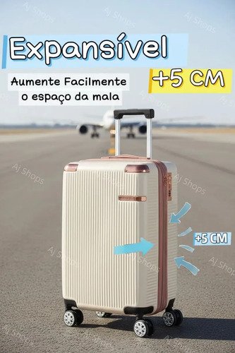 Mala de Viagem de Bordo ABS Sweet Studio com Rodas Duplas 360° para Cabine – Rosa
